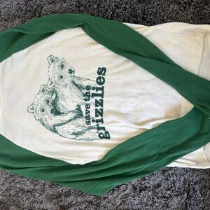 Urban Outfitters Green and White Long Sleeve Tee